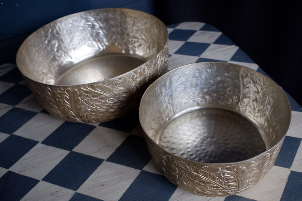 Laura Ashley WINSPEAR Gold Decorative Embossed Leaf Bowl - 2 Sizes