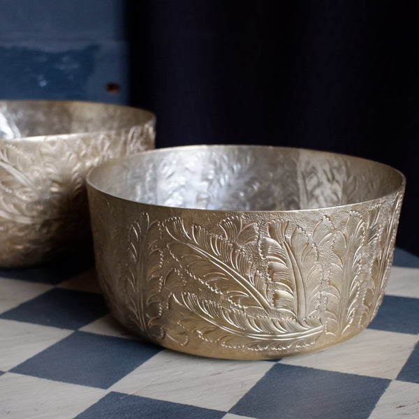 Laura Ashley WINSPEAR Gold Decorative Embossed Leaf Bowl - 2 Sizes