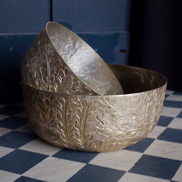 Laura Ashley WINSPEAR Gold Decorative Embossed Leaf Bowl - 2 Sizes