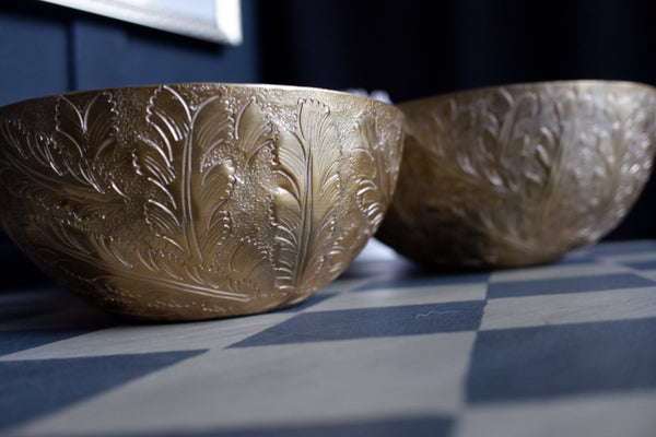 Laura Ashley WINSPEAR Gold Decorative Metal Embossed Leaf Bowl - 3 Sizes