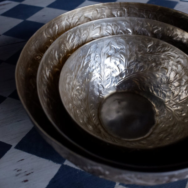 Laura Ashley WINSPEAR Gold Decorative Metal Embossed Leaf Bowl - 3 Sizes