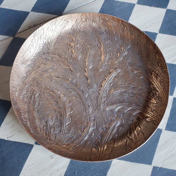 Laura Ashley WINSPEAR Gold Decorative Metal Embossed Leaf Tray Platter