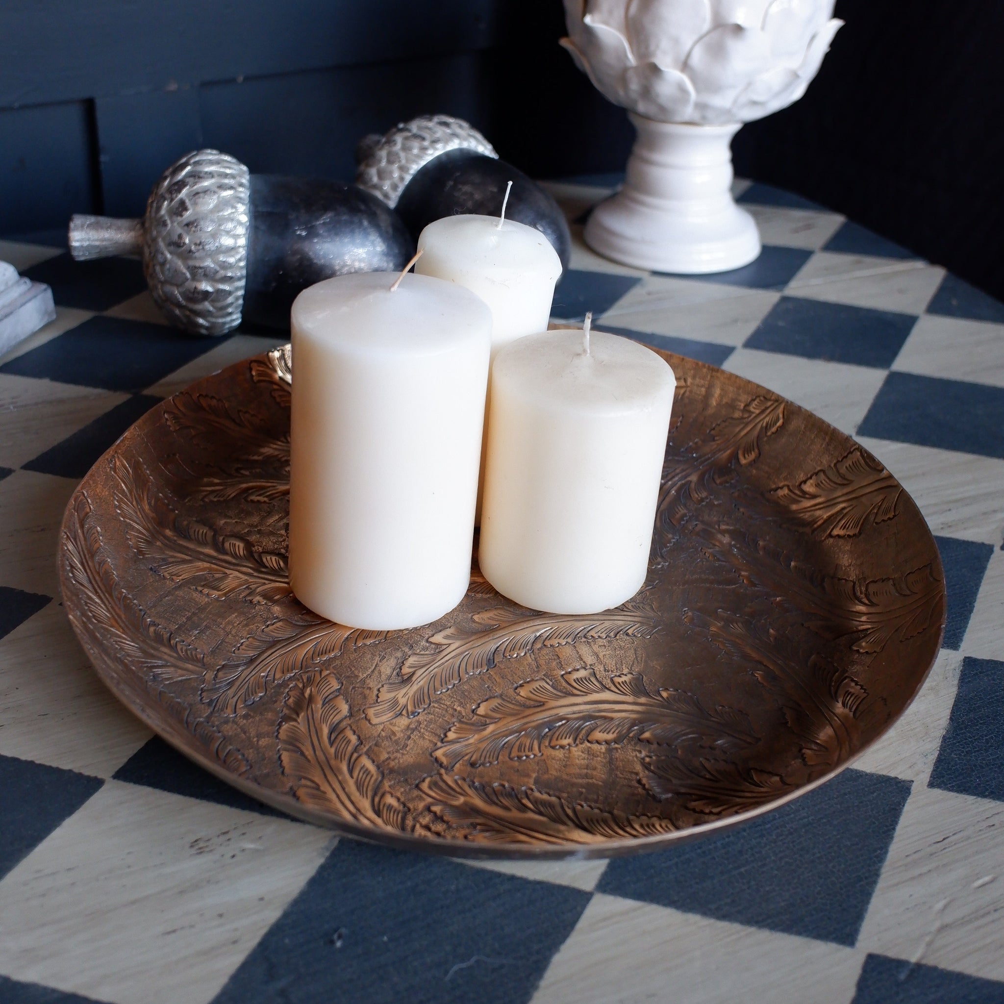 Laura Ashley WINSPEAR Gold Decorative Metal Embossed Leaf Tray Platter