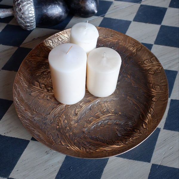 Laura Ashley WINSPEAR Gold Decorative Metal Embossed Leaf Tray Platter