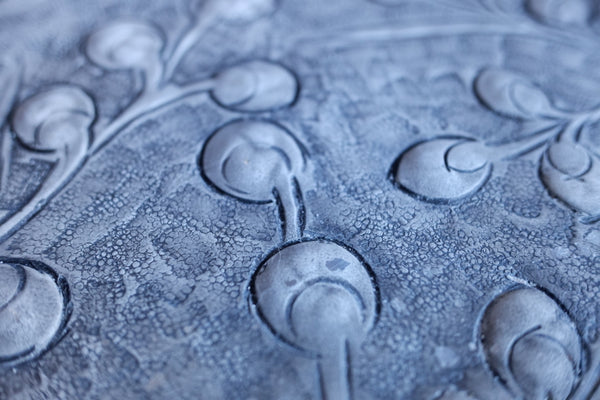 Laura Ashley Grey Decorative Metal Embossed BERRIES Tray Platter
