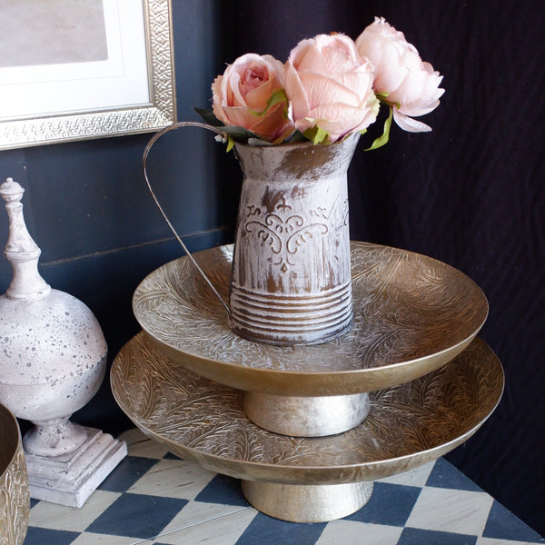 Laura Ashley WINSPEAR Gold Decorative Embossed Leaf Fruit Bowl Centrepiece -2 Sizes