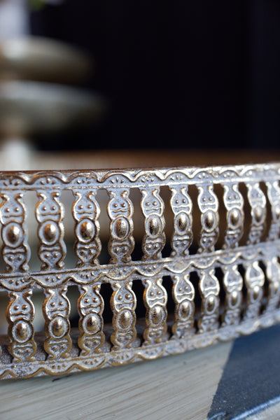Gold Decorative Mirror Serving Tray Metal Display Platter - 2 Sizes