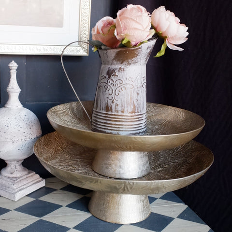 Laura Ashley WINSPEAR Gold Decorative Embossed Leaf Fruit Bowl Centrepiece -2 Sizes