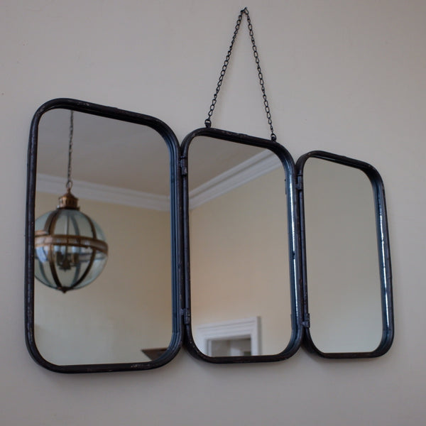 Rustic BLACK Industrial Vintage Retro Style Triple Dressing Mirror