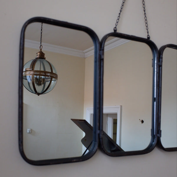 Rustic BLACK Industrial Vintage Retro Style Triple Dressing Mirror