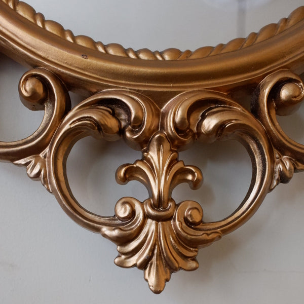 Vintage OVAL French Louis Style Ornate Gold Gilt Mirror