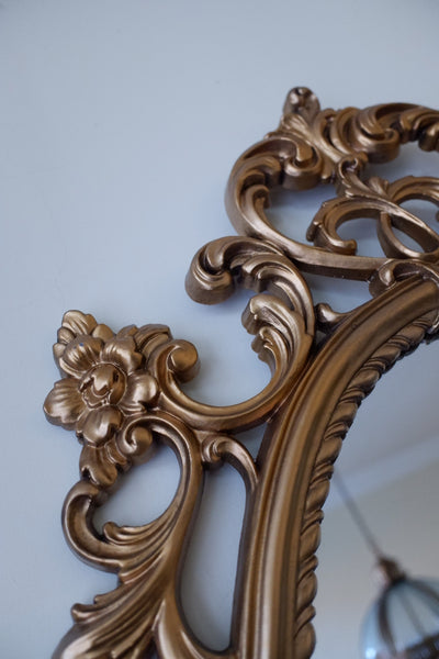 Vintage OVAL French Louis Style Ornate Gold Gilt Mirror