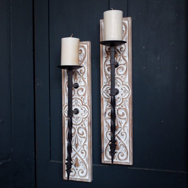 New Pair Vintage French TORCHIERE Shabby Chic Wall Sconce Candle Stick Holder