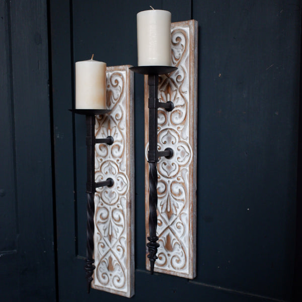 New Pair Vintage French TORCHIERE Shabby Chic Wall Sconce Candle Stick Holder
