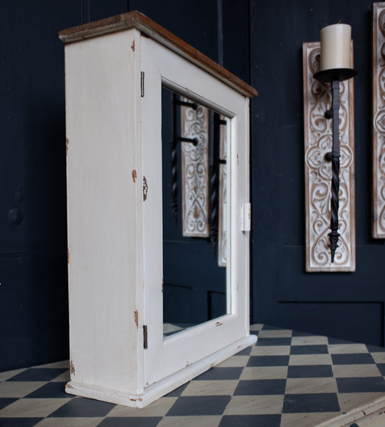 VINTAGE French Style CREAM Mirror APOTHECARY Medicine Cabinet Cupboard