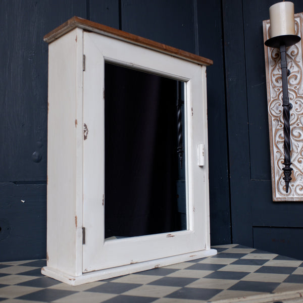 VINTAGE French Style CREAM Mirror APOTHECARY Medicine Cabinet Cupboard