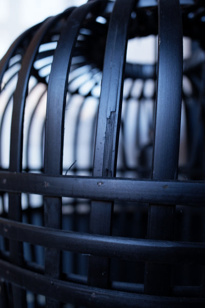 Black Natural Bamboo Bird Cage Chandelier Rustic Ceiling Light Lantern