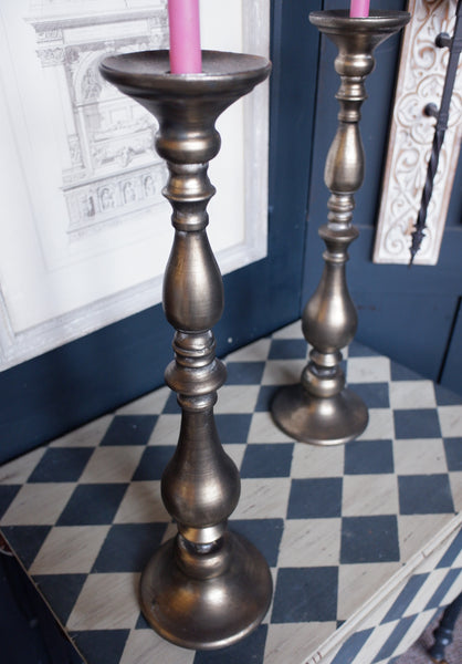 New Tall Metal Gold Rustic Torchere Candlestick Mantel Column Candle Holder