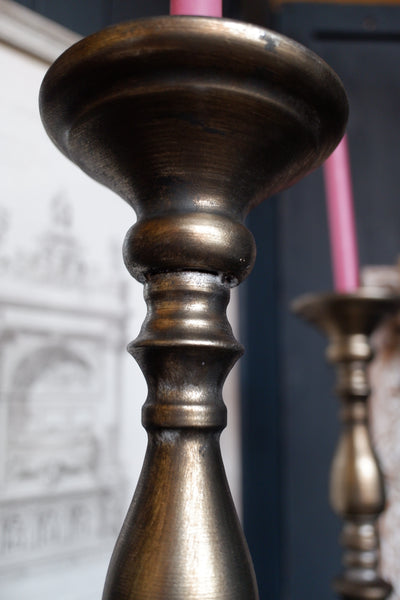 New Tall Metal Gold Rustic Torchere Candlestick Mantel Column Candle Holder