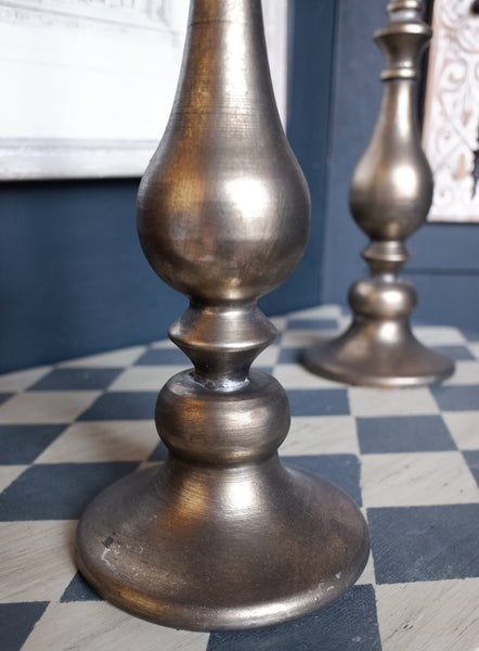 New Tall Metal Gold Rustic Torchere Candlestick Mantel Column Candle Holder