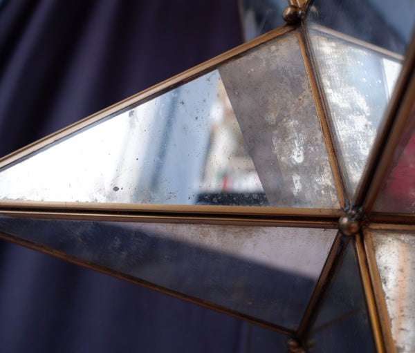 Large STAR Aged Mirror Chandelier Gold Vintage Style Pendant Ceiling Light