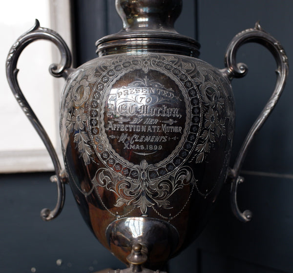 Dated 1899 Antique Victorian Silver Plated Samovar Tea Coffee Water Urn