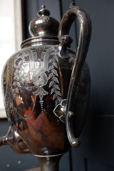 Dated 1899 Antique Victorian Silver Plated Samovar Tea Coffee Water Urn