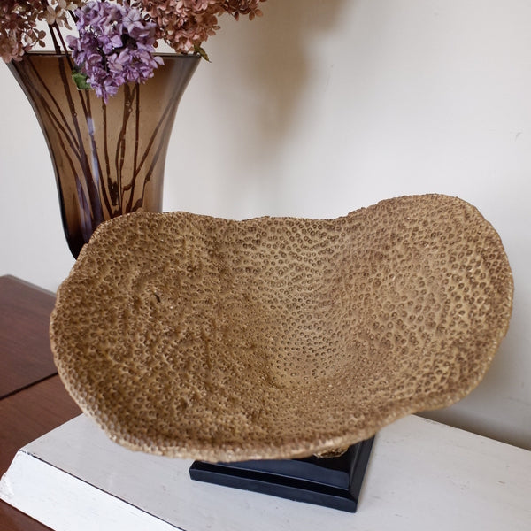 Faux CORAL Decorative Large Bowl Gold & Black Sculpture Centrepiece Ornament