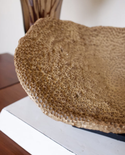 Faux CORAL Decorative Large Bowl Gold & Black Sculpture Centrepiece Ornament