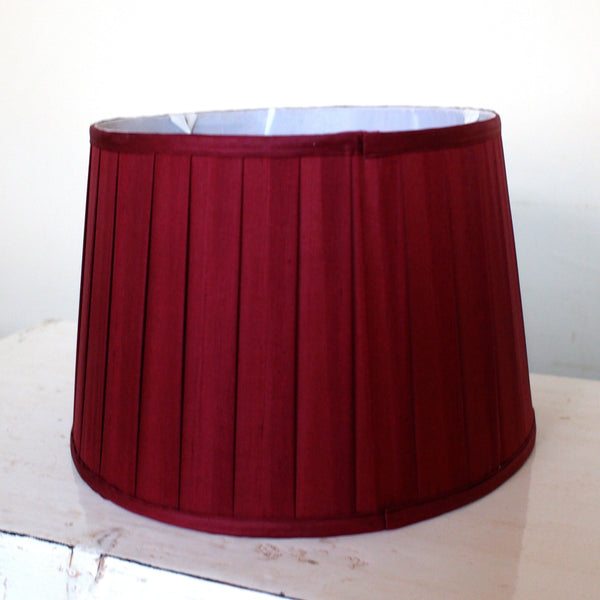 New SILK Pleated Burgundy Round Drum Lined Lamp Light Shade