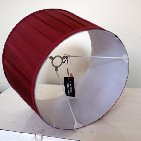 New SILK Pleated Burgundy Round Drum Lined Lamp Light Shade