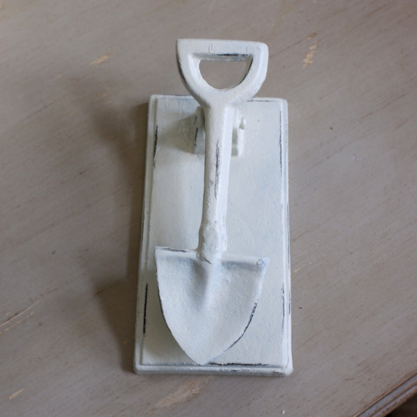 Antique White Spade Shovel Door Knocker Rustic Cast Iron Metal