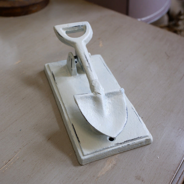Antique White Spade Shovel Door Knocker Rustic Cast Iron Metal