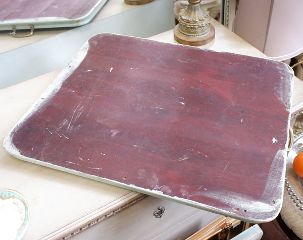 Antique Edwardian Walnut & Brass Painted Serving Tray Rectangular w/Handles