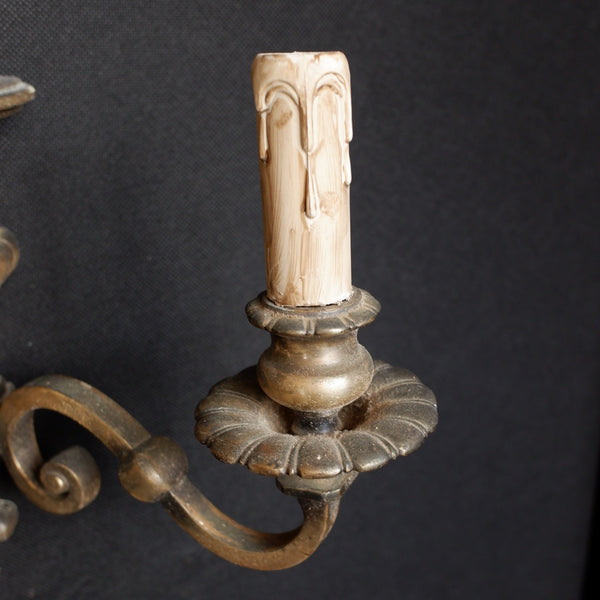 Pair of Vintage French Silver Pewter Double Arm Urn Wall Lights Regency Style