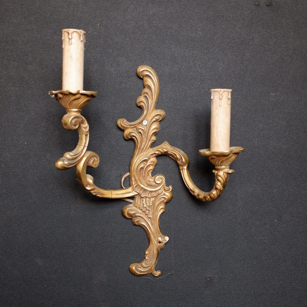2 Arm Vintage Gold Brass Double Arm French Rococo Wall Light