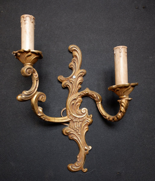 2 Arm Vintage Gold Brass Double Arm French Rococo Wall Light