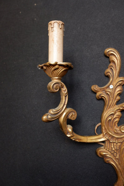 2 Arm Vintage Gold Brass Double Arm French Rococo Wall Light