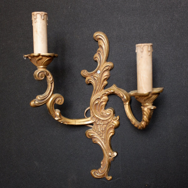 2 Arm Vintage Gold Brass Double Arm French Rococo Wall Light