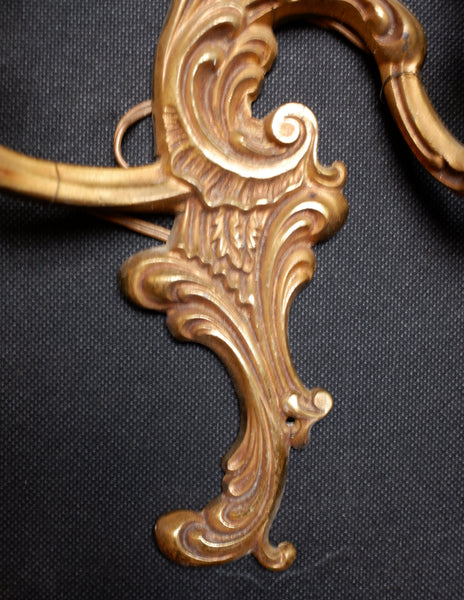 2 Arm Vintage Gold Brass Double Arm French Rococo Wall Light