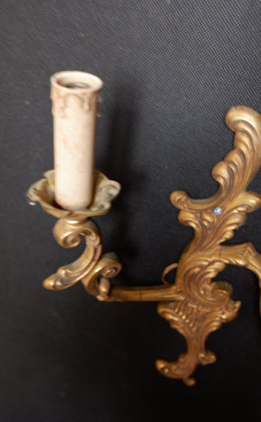 2 Arm Vintage Gold Brass Double Arm French Rococo Wall Light