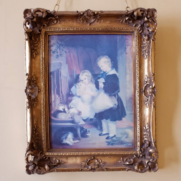 Vintage GOLD Gilt Ornate Ceramic Picture Photo Frame Children & Pets