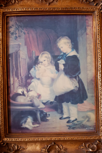 Vintage GOLD Gilt Ornate Ceramic Picture Photo Frame Children & Pets