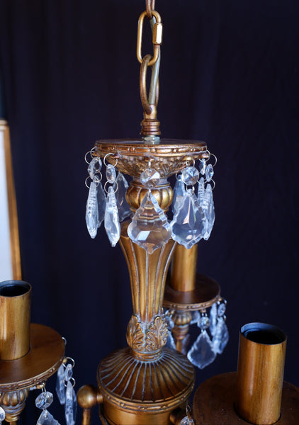 New French Style 3 Arm Cut Glass Crystal Gold Chandelier Pendant Ceiling Light