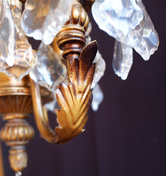 New French Style 3 Arm Cut Glass Crystal Gold Chandelier Pendant Ceiling Light