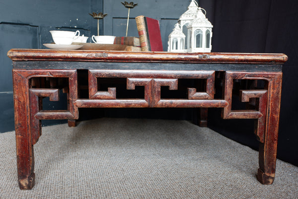Large 96x96cm Vintage Square Oriental Coffee Table Cedar Wood Rustic Chinese Japanese