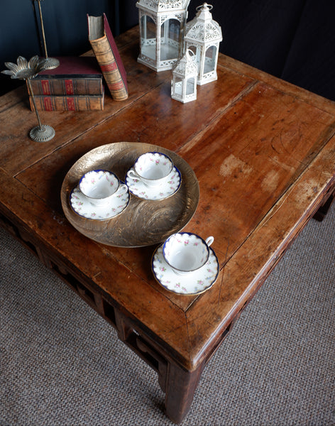 Large 96x96cm Vintage Square Oriental Coffee Table Cedar Wood Rustic Chinese Japanese
