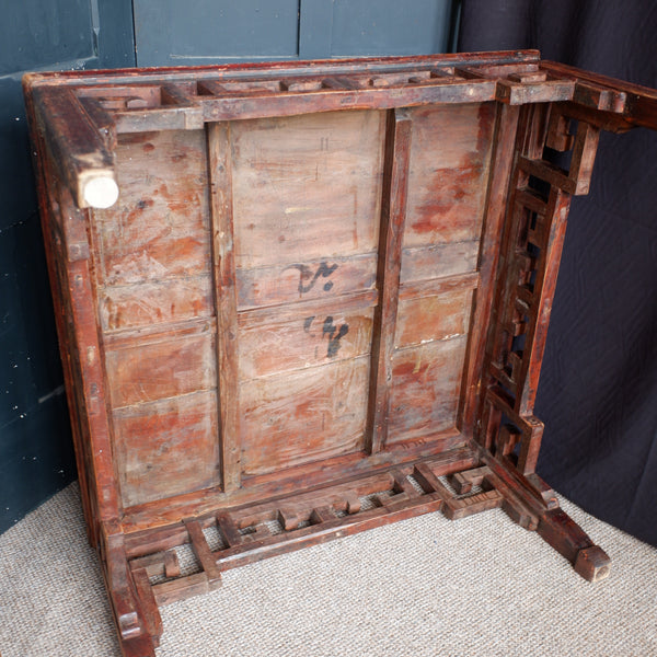 Large 96x96cm Vintage Square Oriental Coffee Table Cedar Wood Rustic Chinese Japanese