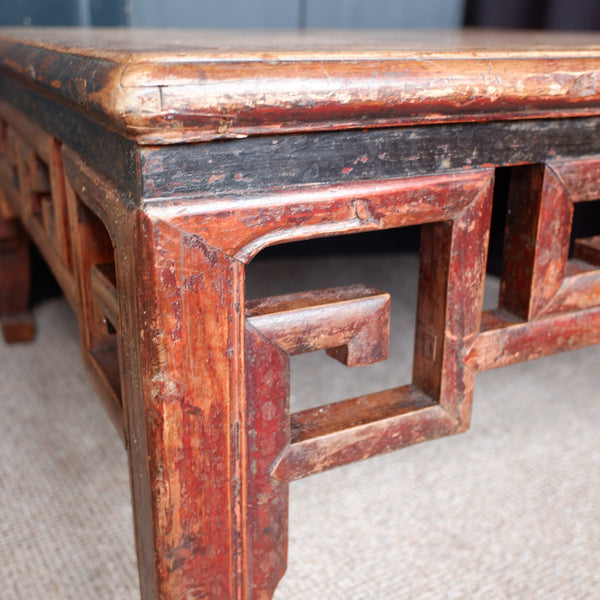 Large 96x96cm Vintage Square Oriental Coffee Table Cedar Wood Rustic Chinese Japanese