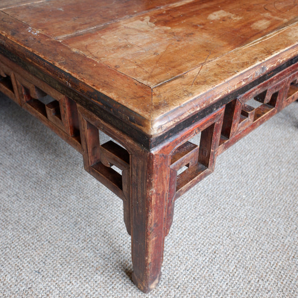 Large 96x96cm Vintage Square Oriental Coffee Table Cedar Wood Rustic Chinese Japanese